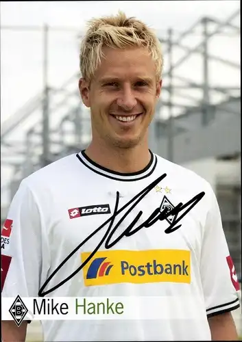 Ak Fußballer Mike Hanke, Portrait, Autogramm, Borussia Mönchengladbach