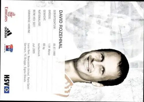 Ak Fußballer David Rozehnal, Portrait, Autogramm, HSV