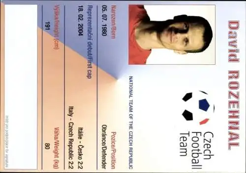 Ak Fußballer David Rozehnal, Portrait, Autogramm