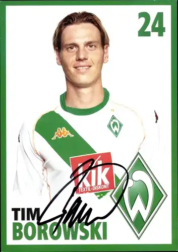 Ak Fußballer Tim Borowski, Portrait, Autogramm, Werder Bremen