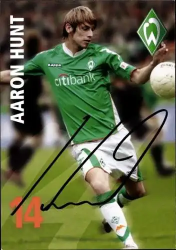 Ak Fußballer Aaron Hunt, Portrait, Autogramm, Werder Bremen