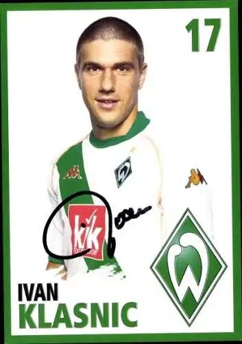 Ak Fußballer Ivan Klasnic, Portrait, Autogramm, Werder Bremen
