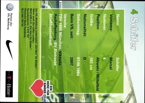 Ak Fußballspieler Marcel Schäfer, Autogramm, VfL Wolfsburg