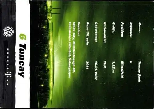 Ak Fußballspieler Tuncay, Autogramm, VfL Wolfsburg