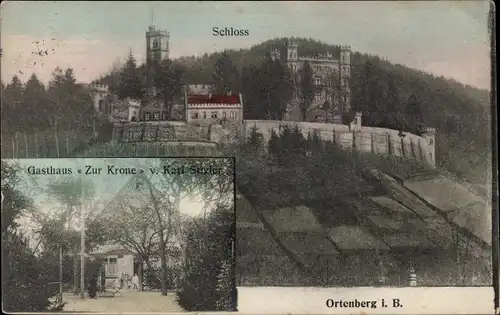 Ak Ortenberg in Baden, Schloss, Gasthaus Zur Krone von Karl Stivler