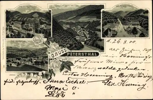 Litho Bad Freyersbach Bad Peterstal Griesbach im Schwarzwald, Totalansicht