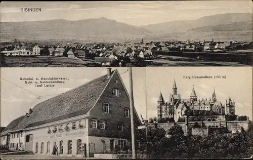 Ak Zimmern Bisingen Zollernalbkreis, Gesamtansicht, Burg Hohenzollern, Kolonialwarenladen