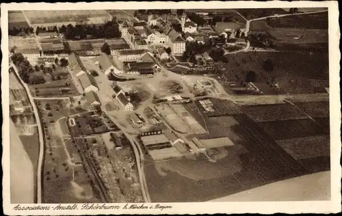 Ak Schönbrunn Röhrmoos in Oberbayern, Associations Anstalt, Luftbild