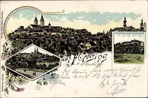 Litho Freising in Oberbayern, Totalansicht