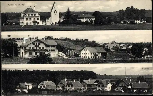 Ak Oberhaching Oberbayern, Blick auf den Ort, Wohnhäuser, Kirche