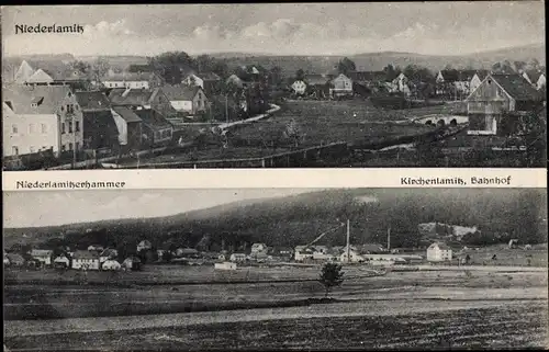 Ak Niederlamitz Kirchenlamitz im Fichtelgebirge Oberfranken, Niederlamitzerhammer, Bahnhof, Totale
