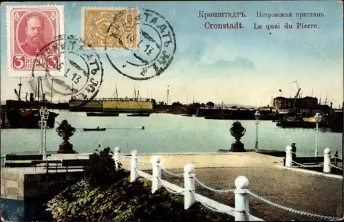 Ak Kronstadt Russland, Le quai du Pierre
