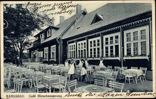 Ak Karlovy Vary Karlsbad Stadt, Cafe Hirschensprung