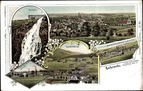 Litho Vrchlabí Hohenelbe Reg. Königgrätz, Elbfall, Spindelmühle, Baumwollweberei, Totalansicht