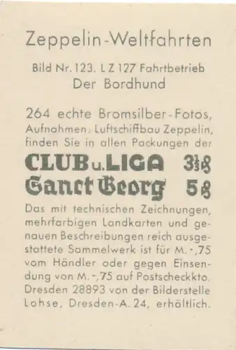 Sammelbild Zeppelin Weltfahrten Nr. 123 LZ 127 Graf Zeppelin Fahrtbetrieb, Der Bordhund