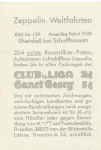 Sammelbild Zeppelin Weltfahrten Nr. 129 Amerika-Fahrt 1928, Rheinfall bei Schaffhausen