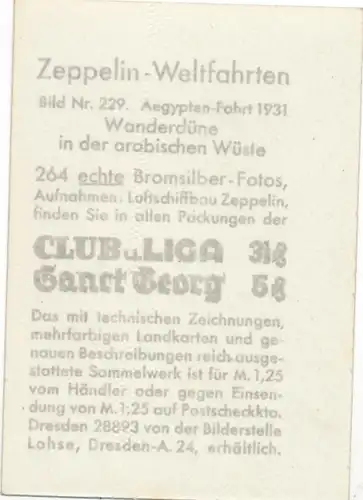 Sammelbild Zeppelin Weltfahrten Nr. 229 Ägypten-Fahrt 1931, Wanderdüne in der arabischen Wüste