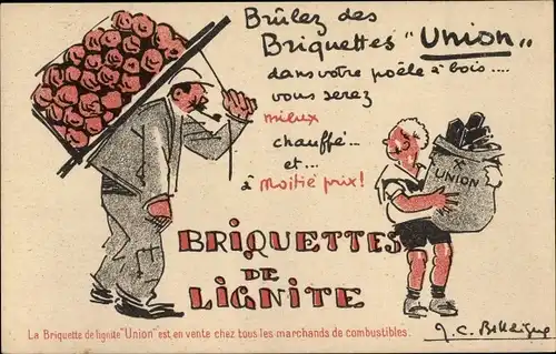 Ak Briquette de Lignite, Brulez des Briquettes Union, Reklame