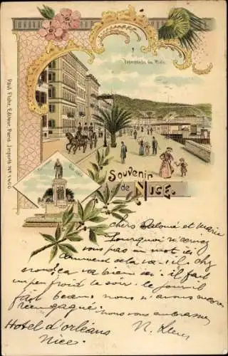 Litho Nice Nizza Alpes Maritimes, Promenade de Midi, Denkmal