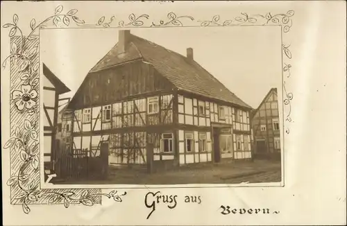 Passepartout Foto Ak Bevern im Weserbergland, Wohnhaus und Geschäft H. Hesse, Fachwerkhaus