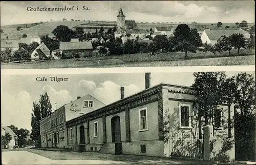 Ak Großerkmannsdorf Sachsen, Totalansicht, Cafe Tilgner