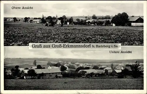 Ak Großerkmannsdorf Sachsen, Obere Ansicht, Untere Ansicht