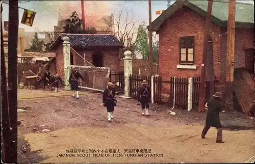 Ak Japanese scout near of Tien-Tong-An Station, Japanisch-Chinesischer Krieg