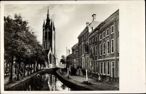 Ak Delft Südholland Niederlande, Gezicht op het Oude Delft naar een schilderij van La Fargue