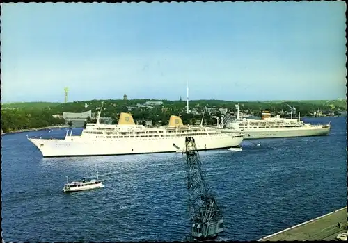 Ak Stockholm Schweden, Kryssningsfartyg pa Strömmen, Kran