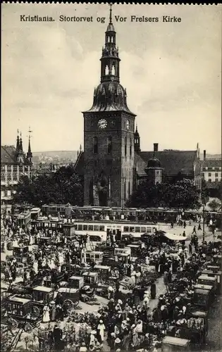 Ak Kristiania Christiania Oslo Norwegen, Stortorvet og Vor Freisers Kirke