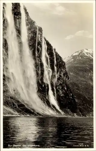 Ak Geirangerfjord Norwegen, Syv Soestre, Wasserfall