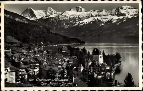 Ak Oberhofen am Thunersee Kanton Bern, Eiger, Mönch und Jungfrau