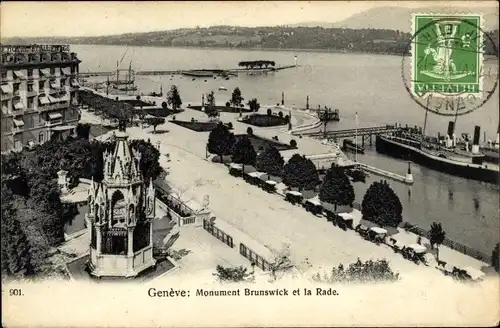 Ak Genève Genf Schweiz, Monument Brunswick et la Rade