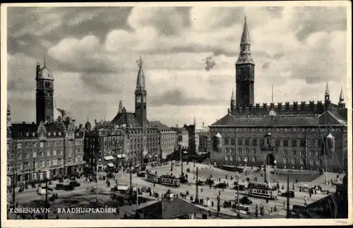 Ak København Kopenhagen Dänemark, Raadhuspladsen