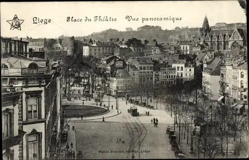 Ak Liège Lüttich Wallonien, Place du Theatre, Vue panoramique