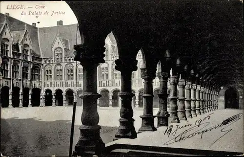Ak Liège Lüttich Wallonien, Cour du Palais de Justice