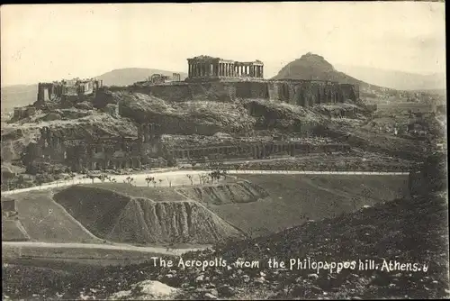 Ak Athen Griechenland, The Acropolis from the Philopappos Hill