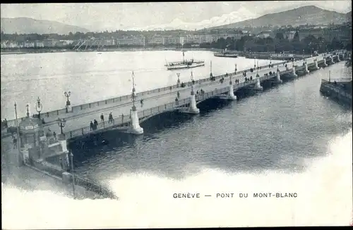 Ak Genève Genf Stadt, Pont du Mont Blanc, Seepartie, Salondampfer