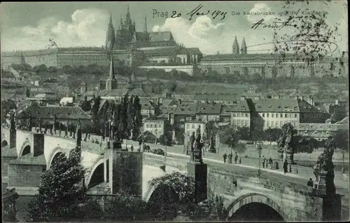 Ak Praha Prag Tschechien, Die Karlsbrücke und die Kleinseite