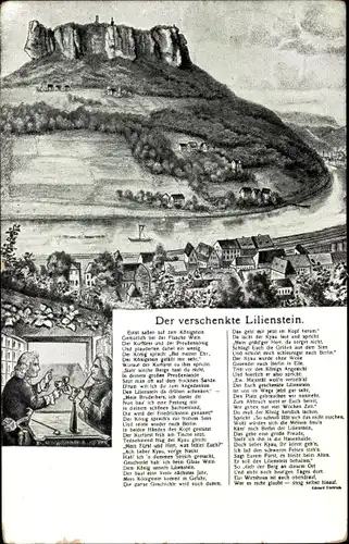 Ak Bad Schandau an der Elbe, Der verschenkte Lilienstein