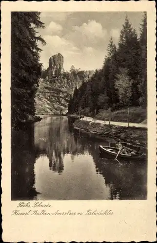 Ak Rathen an der Elbe Sächsische Schweiz, Amselsee m. Talwächter