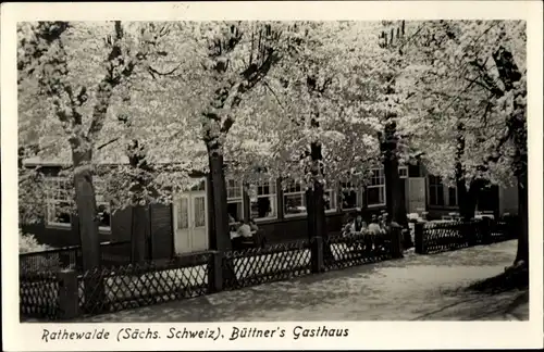 Ak Rathewalde Hohnstein in der Sächsischen Schweiz, Blick auf Büttner's Gasthaus