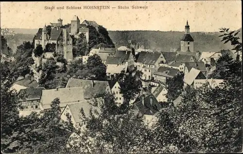 Ak Hohnstein Sächsische Schweiz, Stadt und Schloss