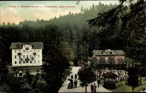 Ak Hohnstein Sächsische Schweiz, Hotel und Restaurant z. Polenztal