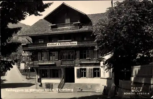 Ak Tschagguns im Montafon in Vorarlberg, Gasthof und Pension Sonne