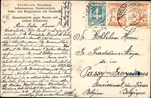 Ak Feldkirch Vorarlberg, Lehrerseminar, Handelsschule, Volks- u. Bürgerschule m. Pensionat