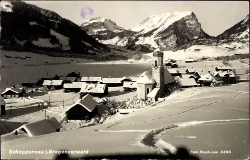 Ak Schoppernau in Vorarlberg, Ort im Winter