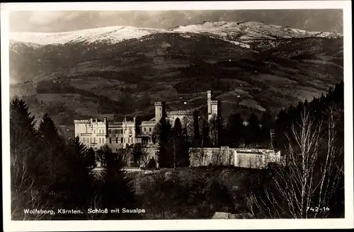 Ak Wolfsberg in Kärnten, Schloss mit Saualpe