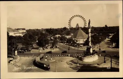 Ak Wien 2, Praterstern, Straßenbahnen, Denkmal, Turm