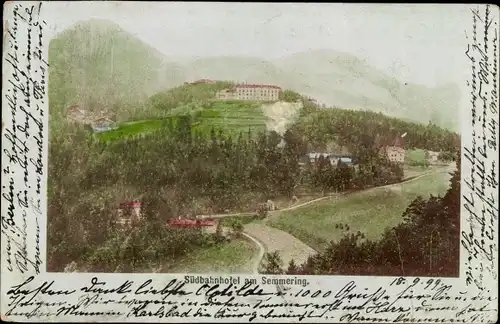 Ak Semmering in Niederösterreich, Südbahnhotel mit Umgebung